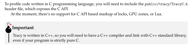 Tracy Documentation on their C API